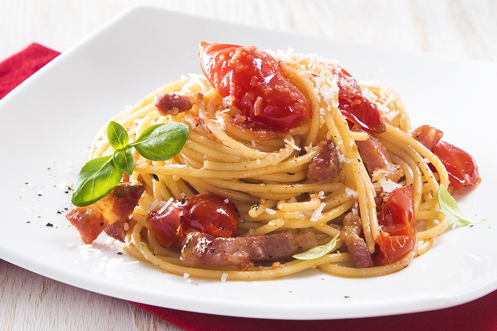 Bucatini all'Amatriciana (With Red Datterino Tomatoes)