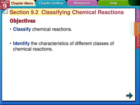 Section 9.2 Classifying Chemical Reactions