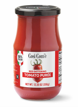 Red "Datterino" Tomato Purée Jar by Così Com'è - 12.35 oz- Italian Tomatoes